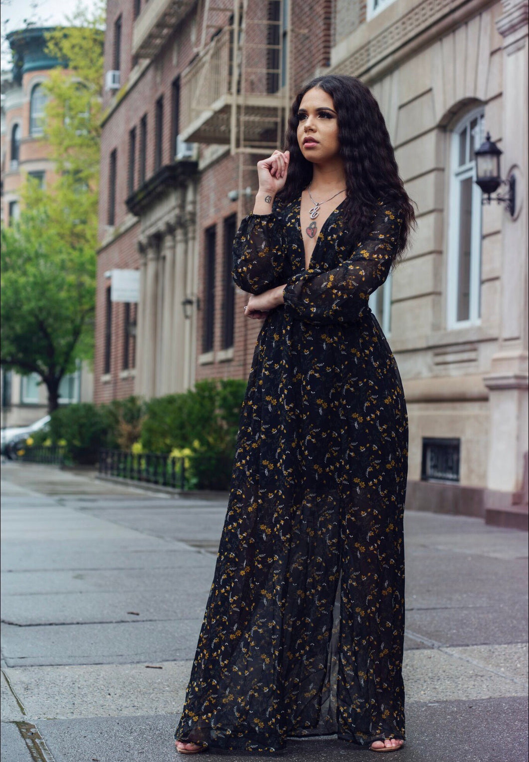 Black Floral Maxi Dress