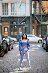 Puff Sleeve Denim Top