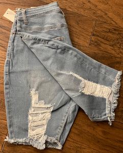 Plus Size Distressed Denim Shorts